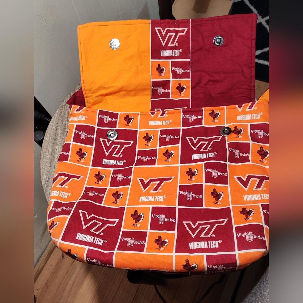 NCAA Virginia tech hokies shoulder bag purse - orange and maroon - Picture 3 of 7